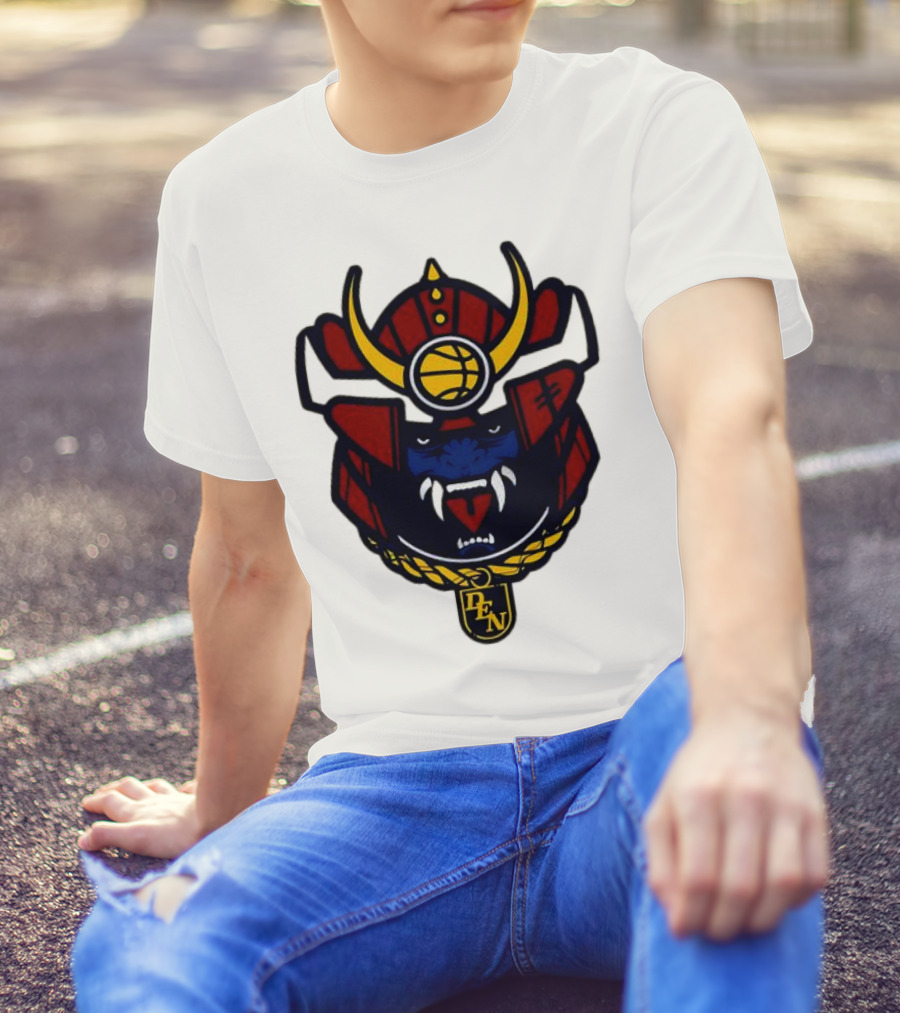 Denver Nuggets Samurai Helmet Emblem With DN Badge T-Shirt