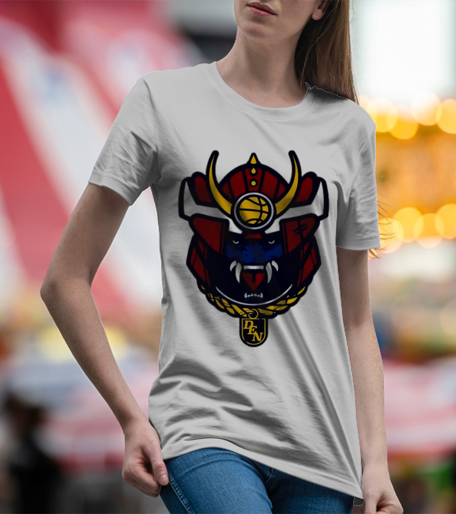 Denver Nuggets Samurai Helmet Emblem With DN Badge T-Shirt