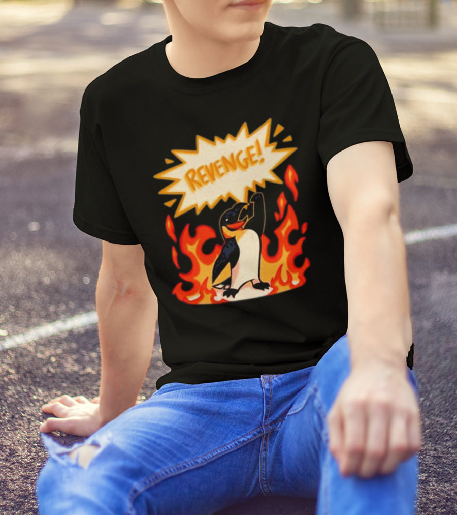 Hazbin Hotel Helluva Boss Revenge Penguin In Flames T-Shirt