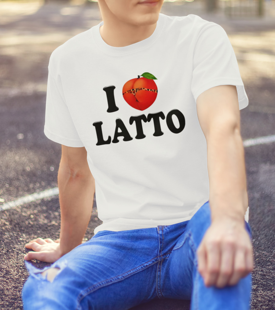 I Love Latto Peach With Leopard Print Detail T-Shirt