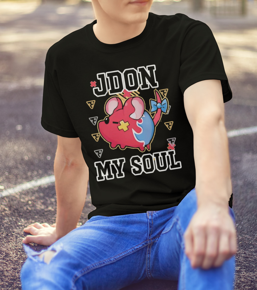 JDON My Soul Rat With Cute Red And Blue Cartoon Mouse With Pizza Slices T-Shirt