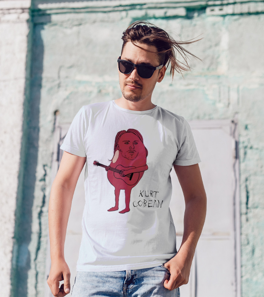 Kurt Cobean Guitar Bean Character T-Shirt