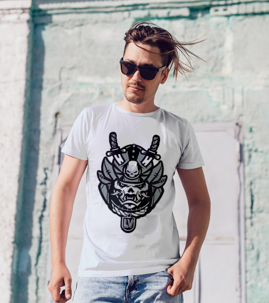Las Vegas Raiders Samurai LV Skull Emblem T-Shirt