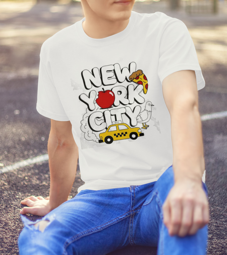 NEW YORK CITY Apple Pizza Taxi Pigeon T-Shirt