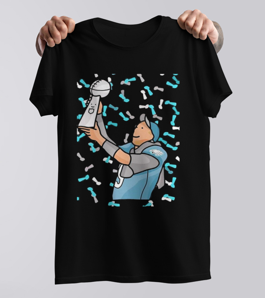Philadelphia Eagles Nick Foles Super Bowl Trophy Celebration Cartoon T-Shirt