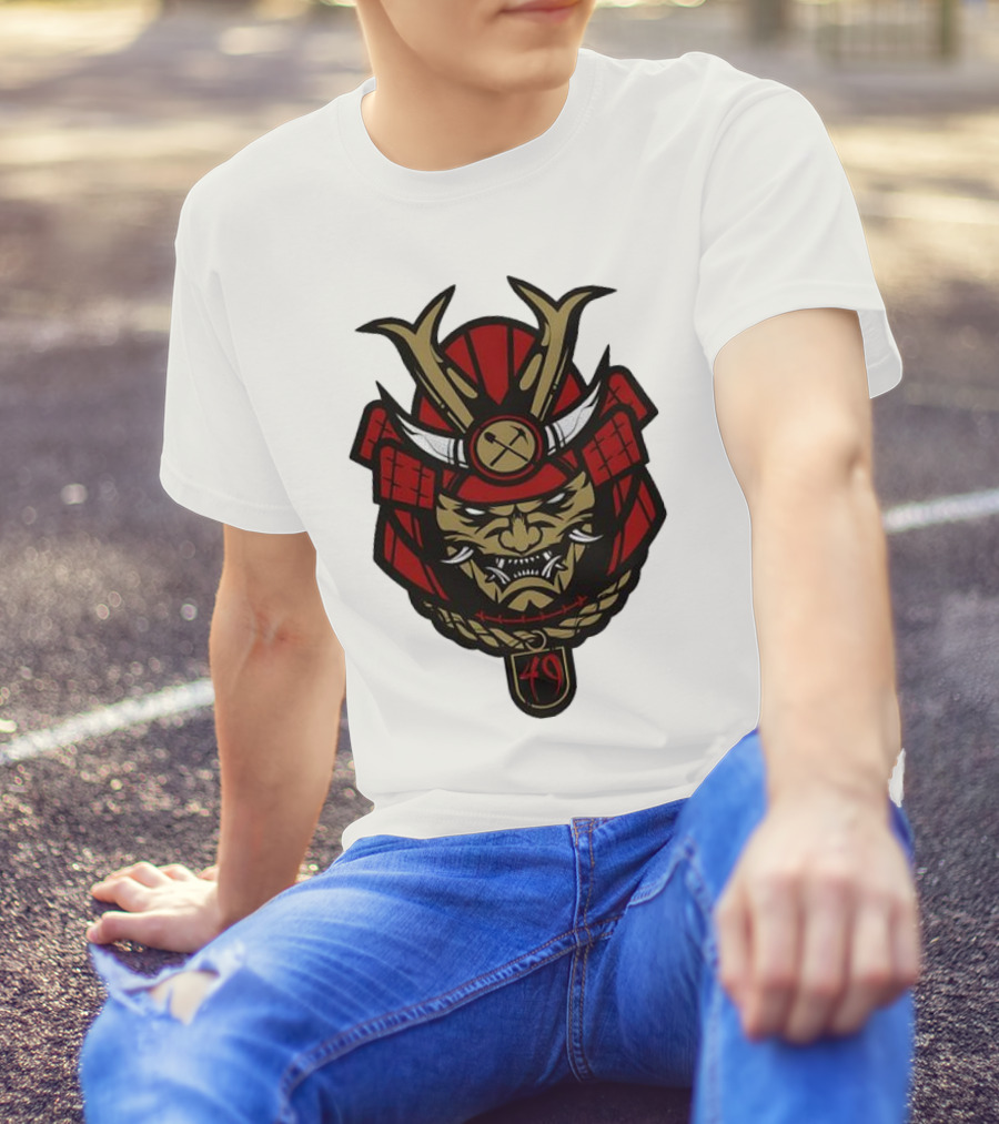 San Francisco 49ers Samurai Head With Crossed Axes And Number 49 T-Shirt