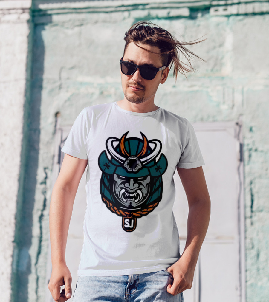 San Jose Sharks Samurai Hockey Emblem T-Shirt
