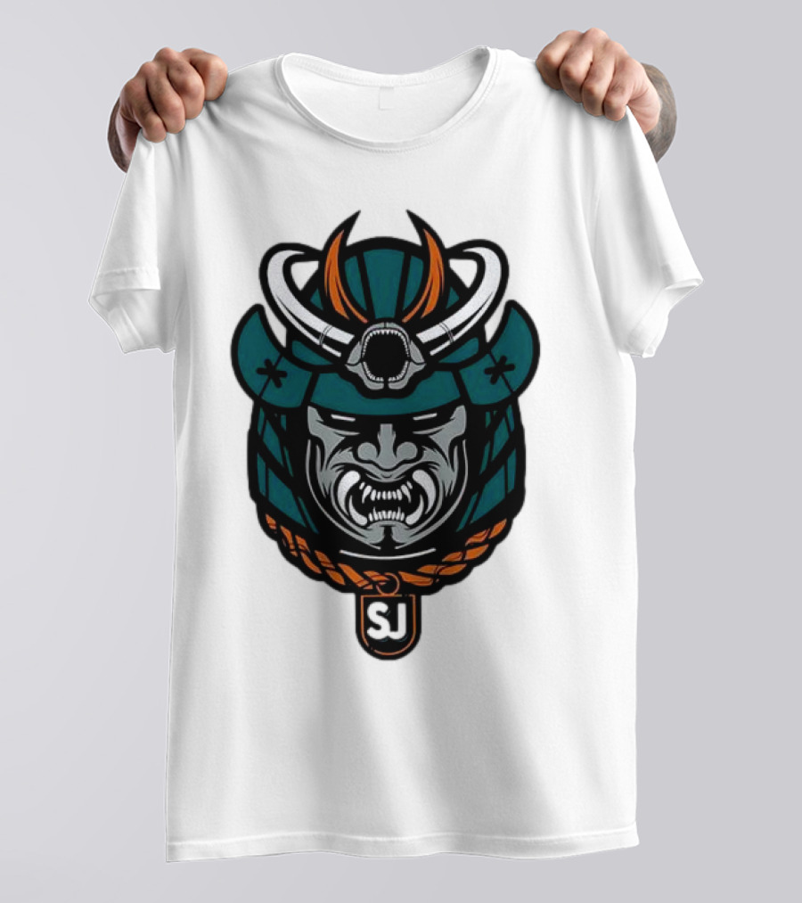 San Jose Sharks Samurai Hockey Emblem T-Shirt