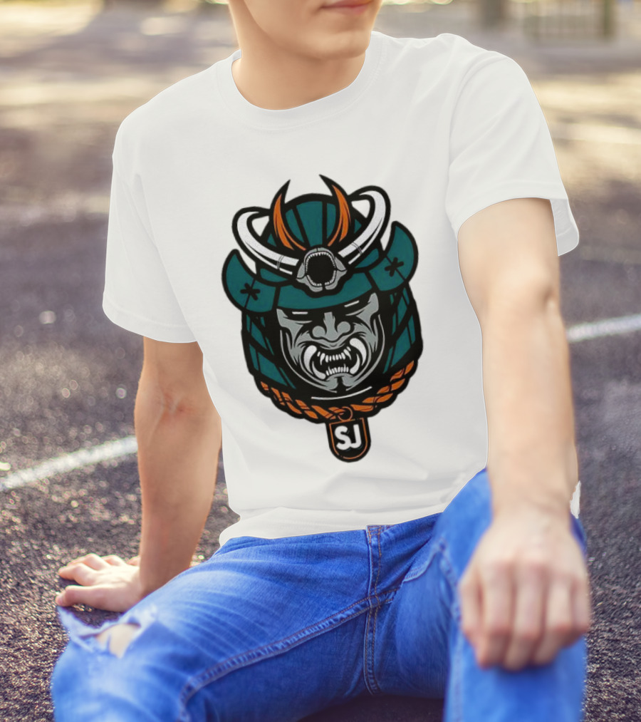 San Jose Sharks Samurai Hockey Emblem T-Shirt