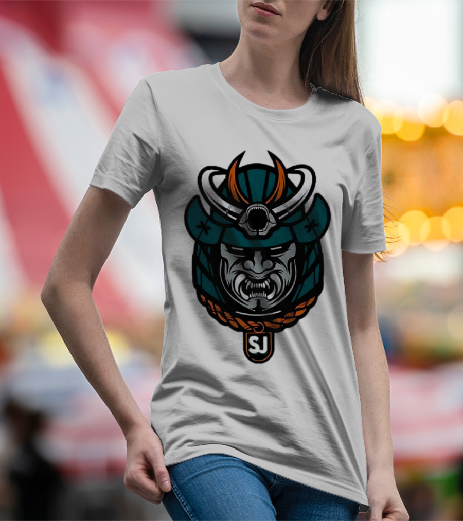 San Jose Sharks Samurai Hockey Emblem T-Shirt