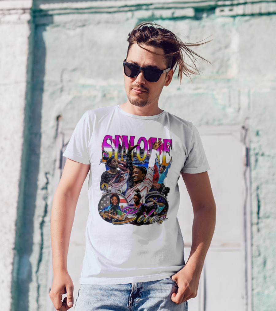 Simone Biles Olympic Champion Retro Collage T-Shirt