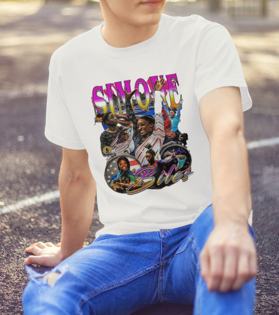 Simone Biles Olympic Champion Retro Collage T-Shirt