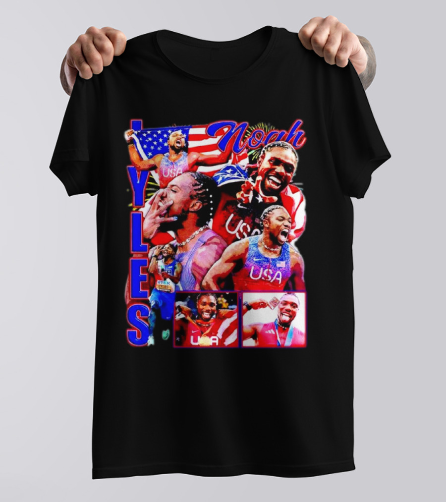 Olympic 2024 USA Noah Lyles Retro T-Shirt