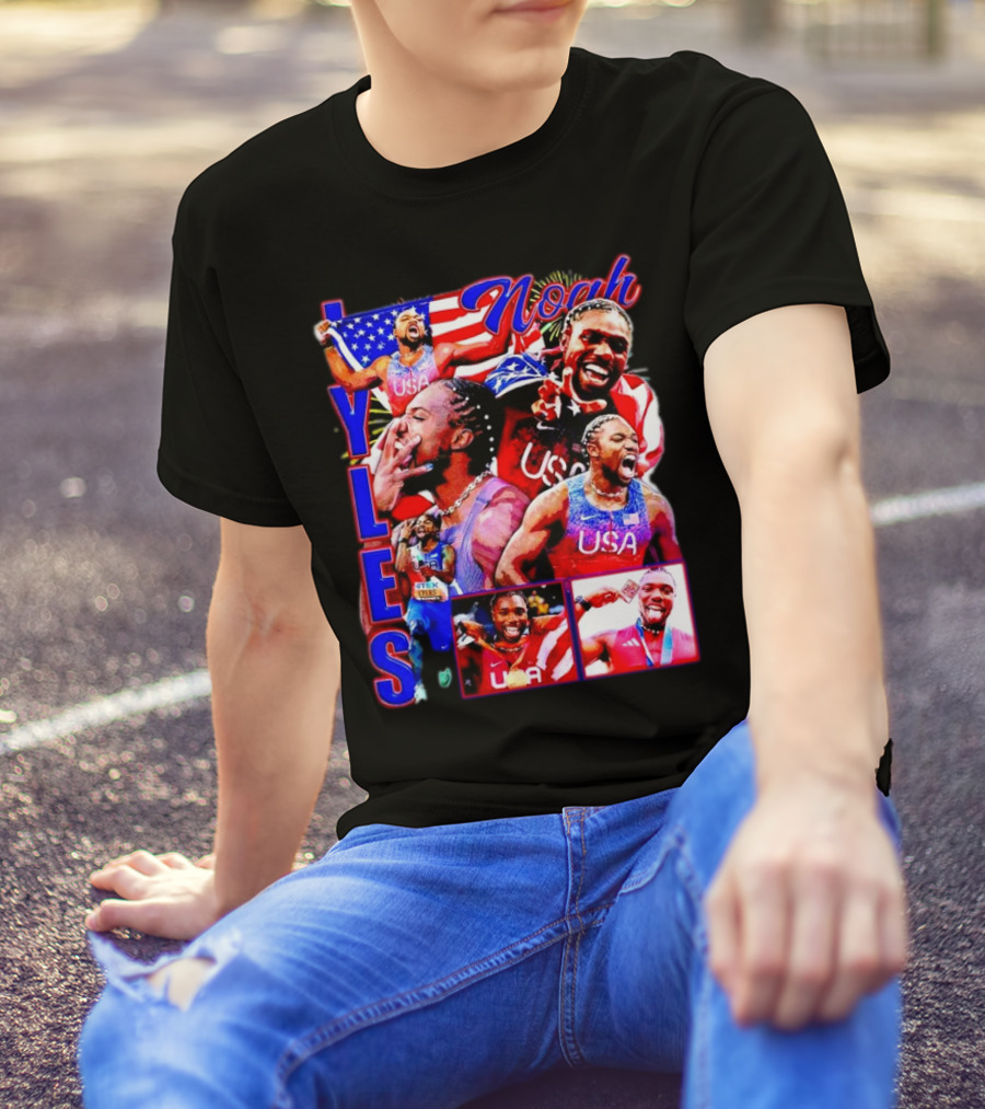 Olympic 2024 USA Noah Lyles Retro T-Shirt