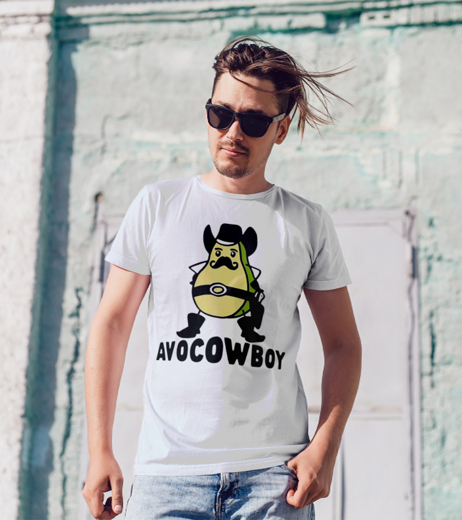 Avocowboy Avocado X Cowboy Character With Hat And Mustache T-Shirt