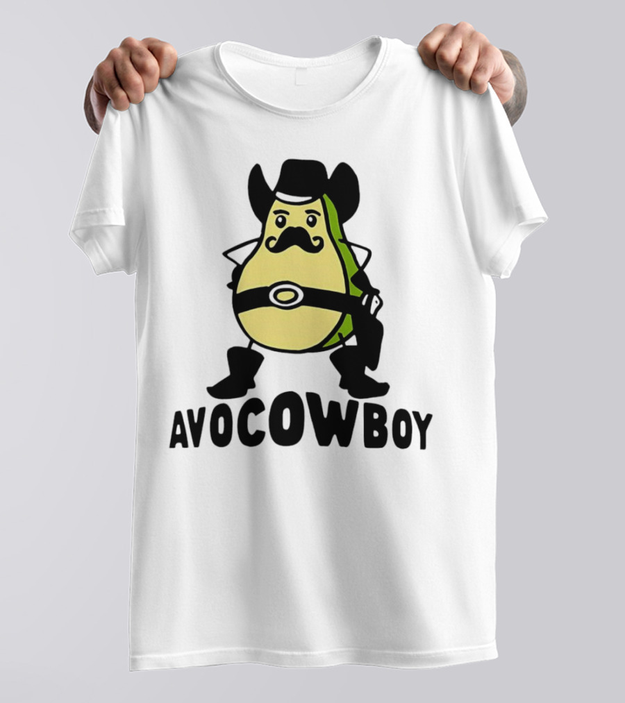 Avocowboy Avocado X Cowboy Character With Hat And Mustache T-Shirt