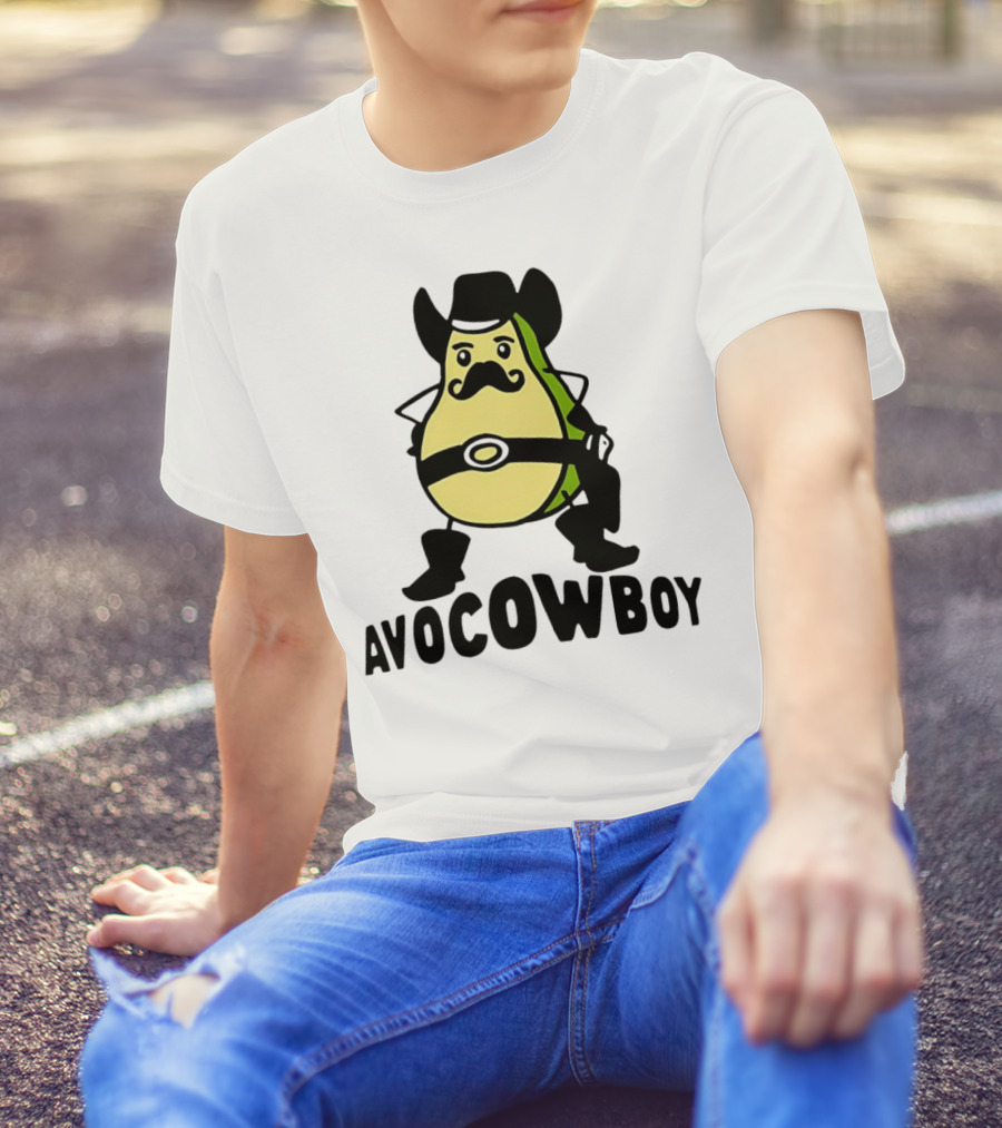 Avocowboy Avocado X Cowboy Character With Hat And Mustache T-Shirt