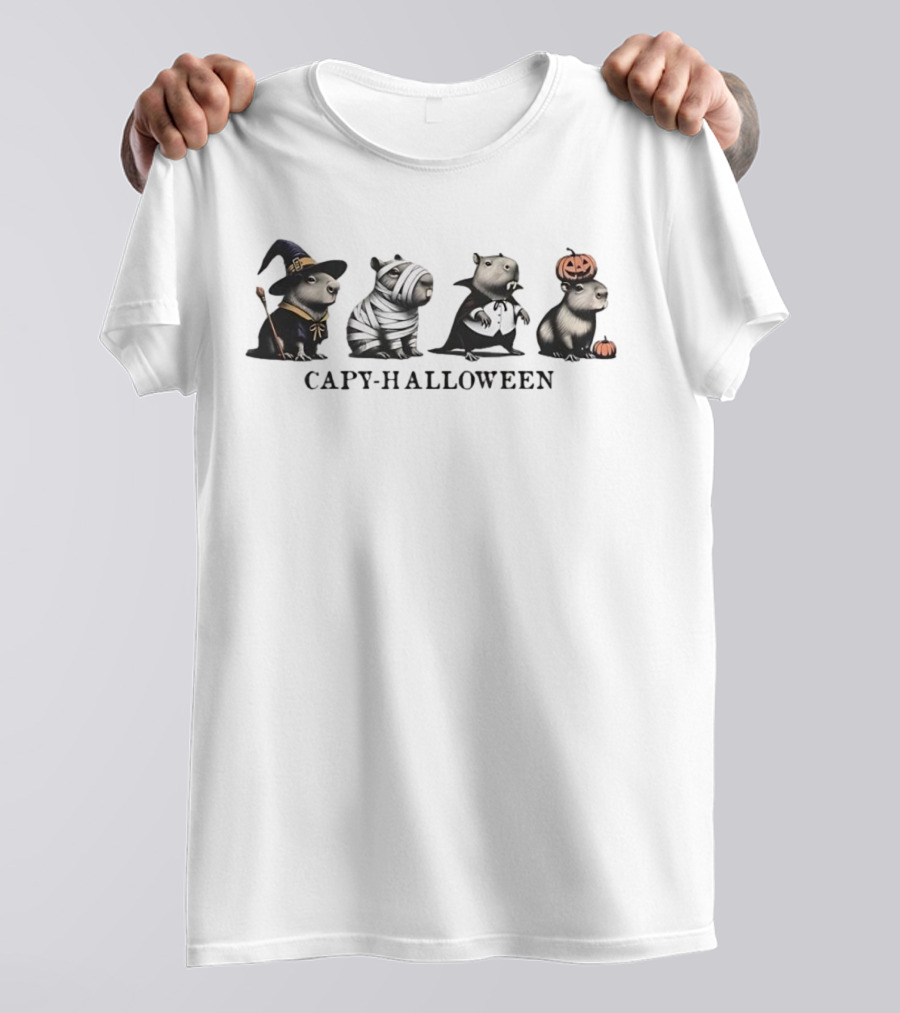 Capybara Halloween Witch Mummy Vampire Pumpkin T-Shirt