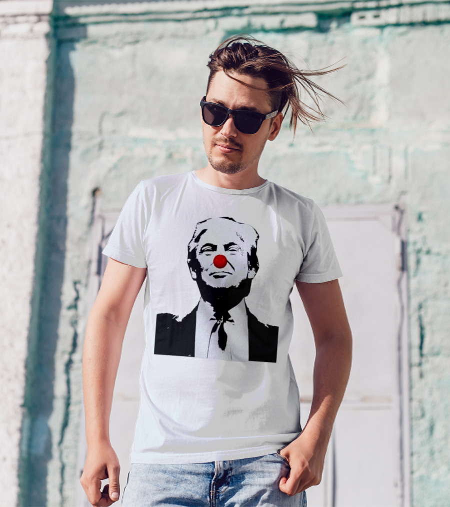 Clown Donald Trump Red Nose Black And White Image T-Shirt
