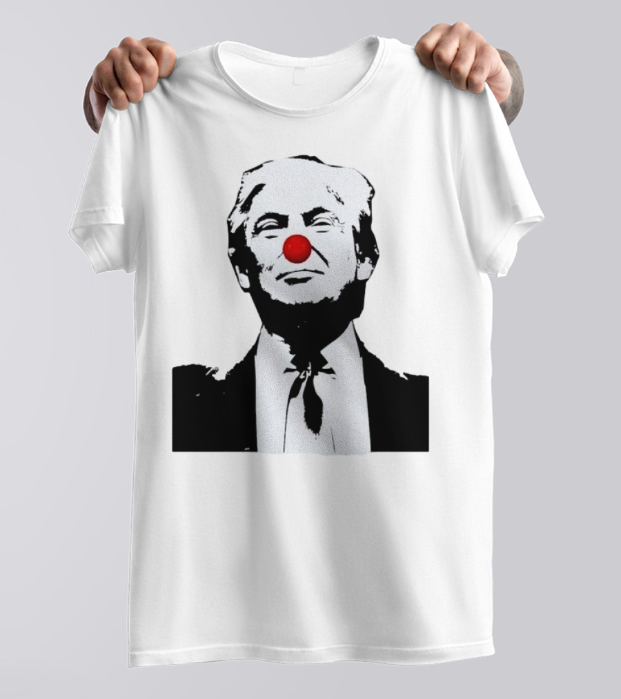 Clown Donald Trump Red Nose Black And White Image T-Shirt