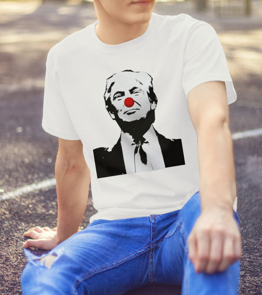 Clown Donald Trump Red Nose Black And White Image T-Shirt