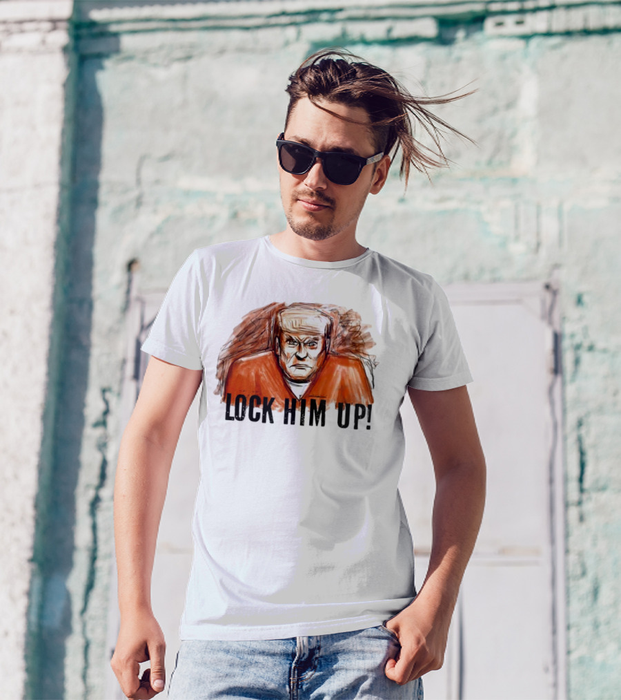 Donald Trump Lock Him Up Political Satire Cartoon T-Shirt