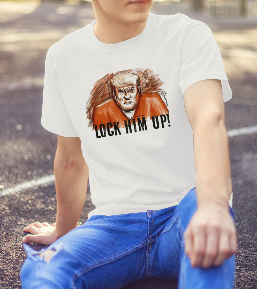 Donald Trump Lock Him Up Political Satire Cartoon T-Shirt