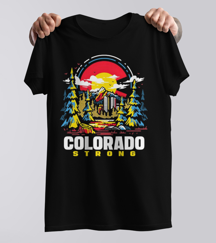 Dude Dad Colorado Strong Forest Sunset Mountains T-Shirt