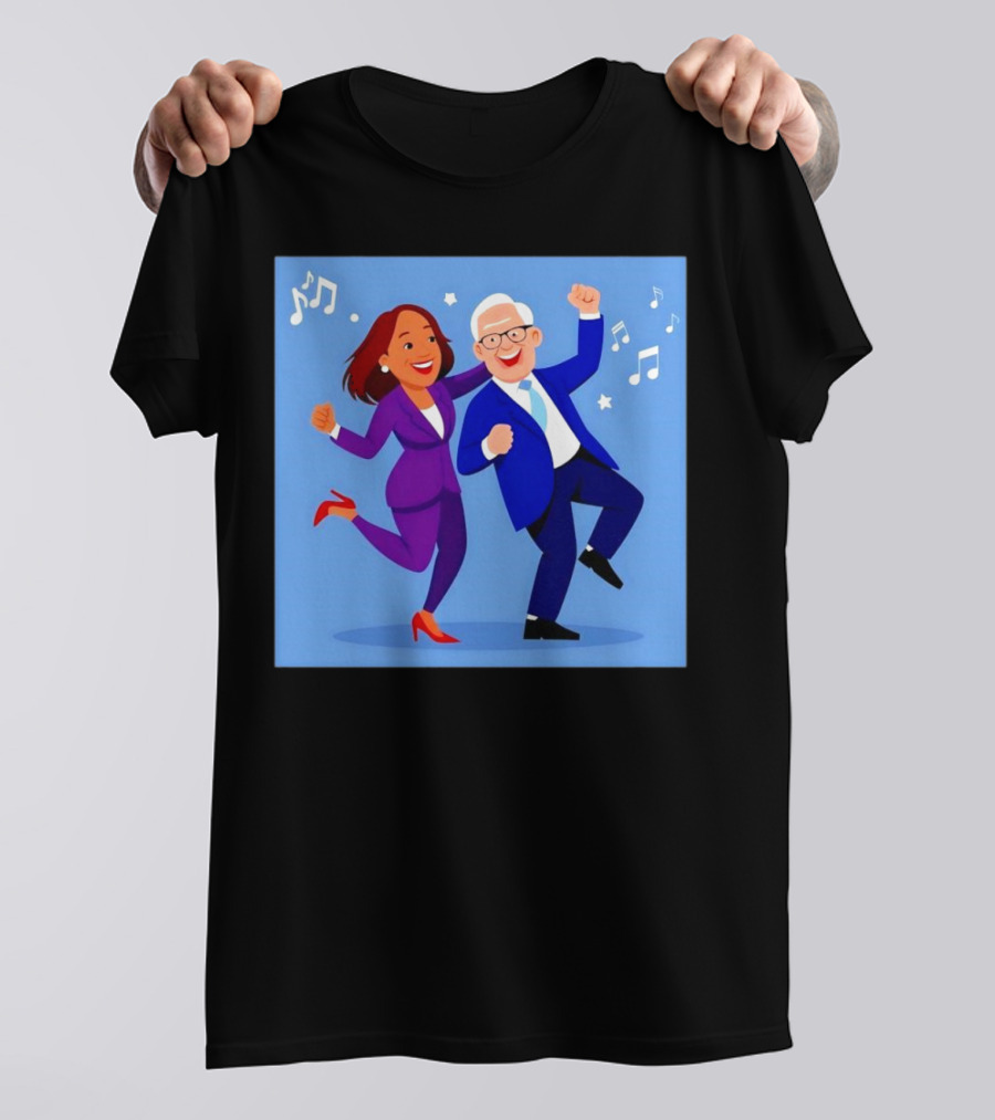 Harris And Walz Dancing Joy Music Notes Stars T-Shirt