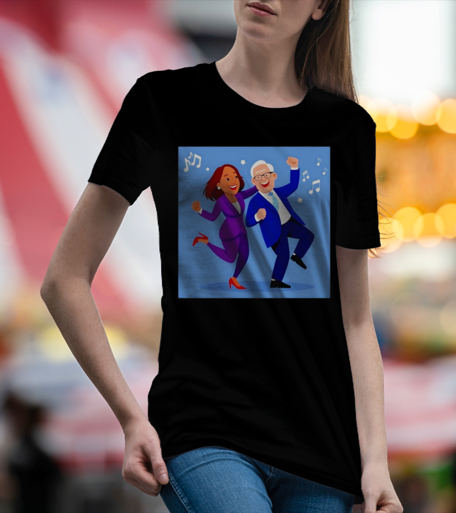 Harris And Walz Dancing Joy Music Notes Stars T-Shirt