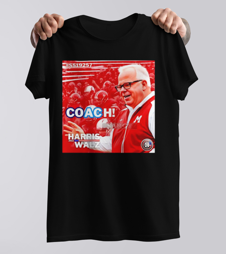 Harris Walz 2024 Coach Walz Football M Team Red T-Shirt