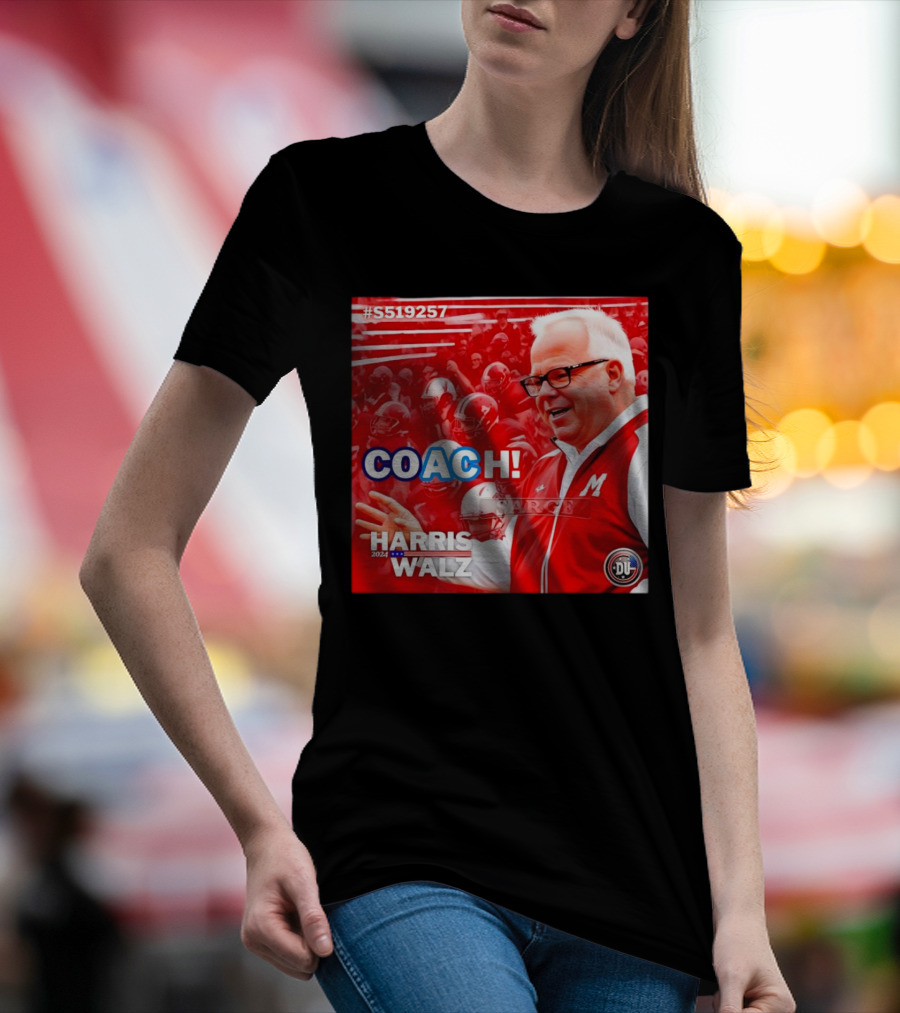 Harris Walz 2024 Coach Walz Football M Team Red T-Shirt