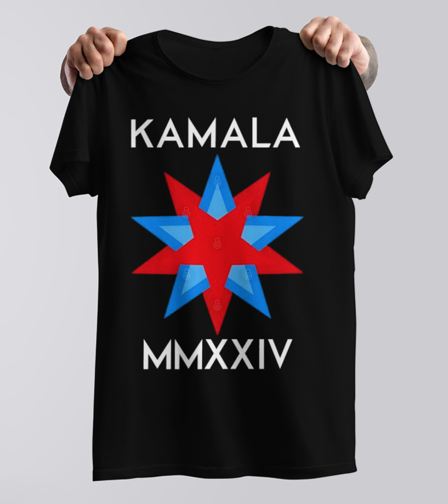 Kamala MMXXIV Lotus Red And Blue Star T-Shirt