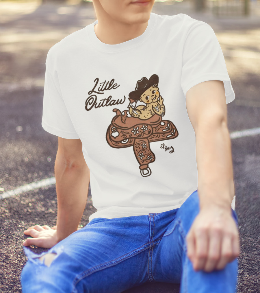 Kewpie Cowboy Little Outlaw Vintage Saddle Art By El Ren T-Shirt