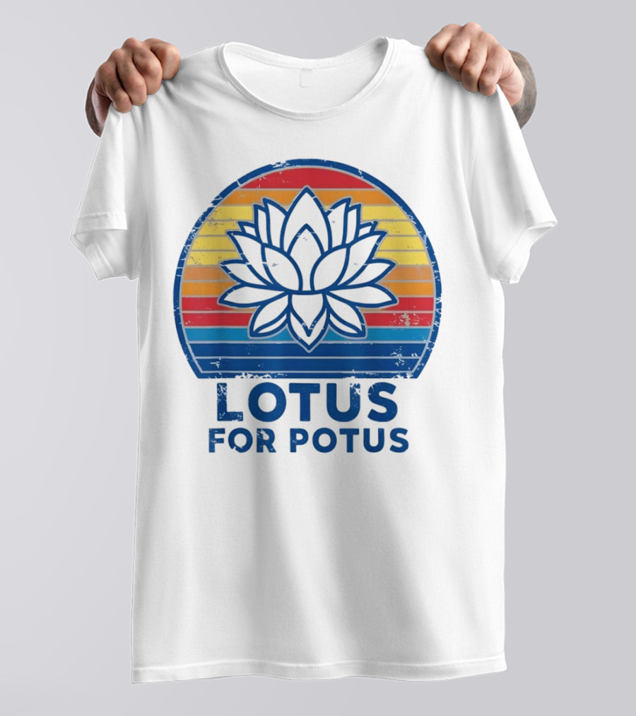 Lotus For Potus Kamala Harris 2024 Vintage Sunset Stripes T-Shirt