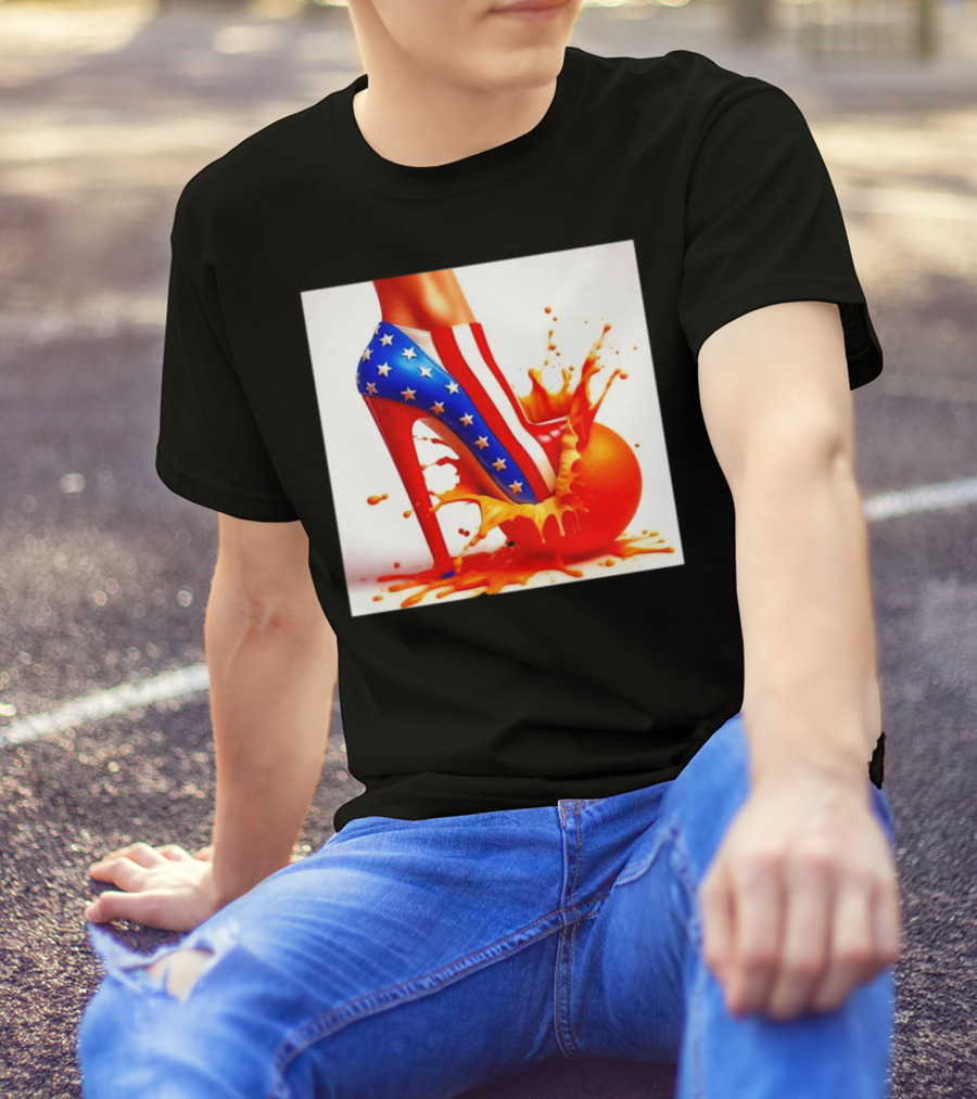 Patriotic Heels Trampling Orange Let's Go Kamala Harris T-Shirt