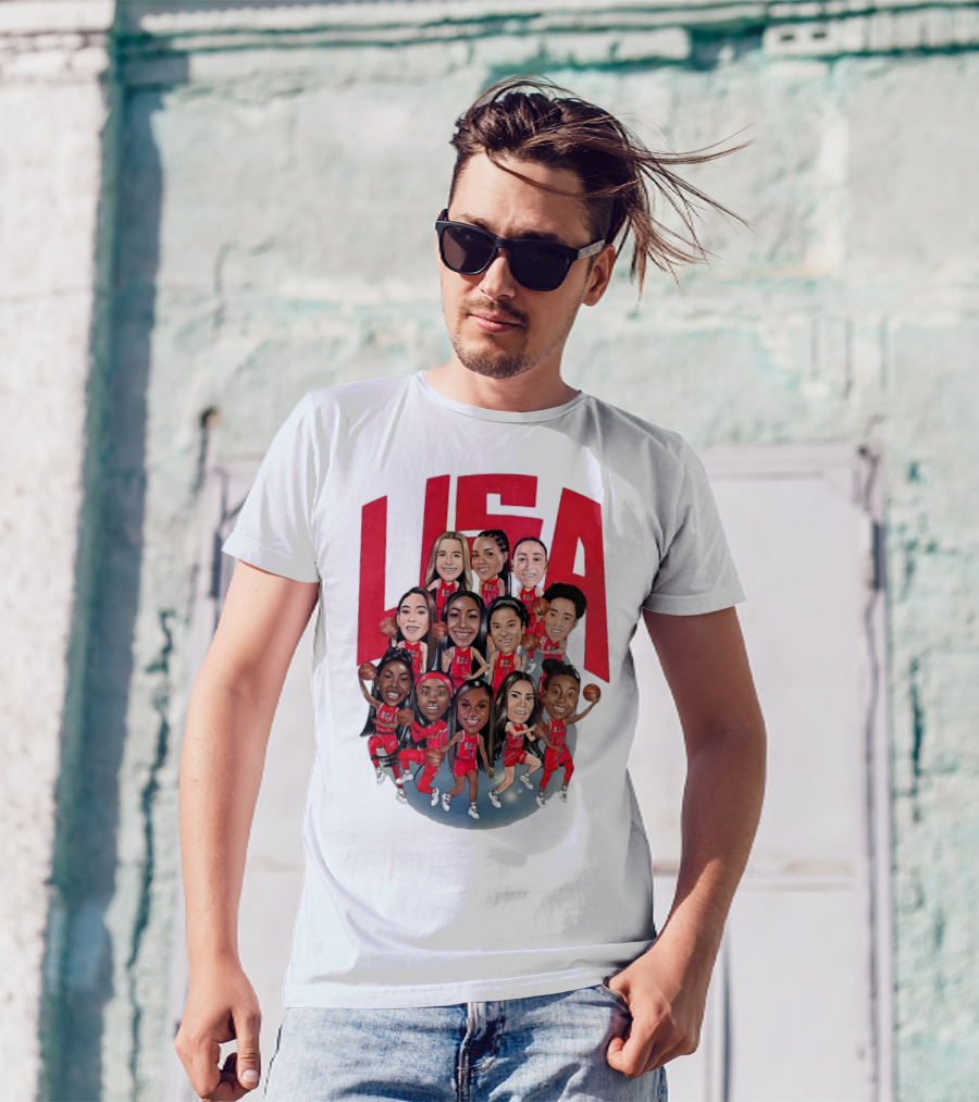 USA Women’s Basketball Team 2024 Olympic Champions Roster T-Shirt