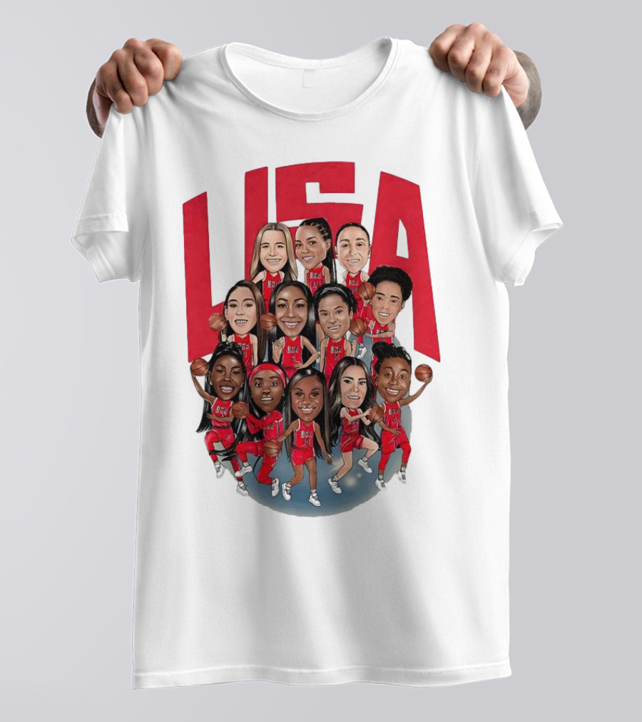 USA Women’s Basketball Team 2024 Olympic Champions Roster T-Shirt