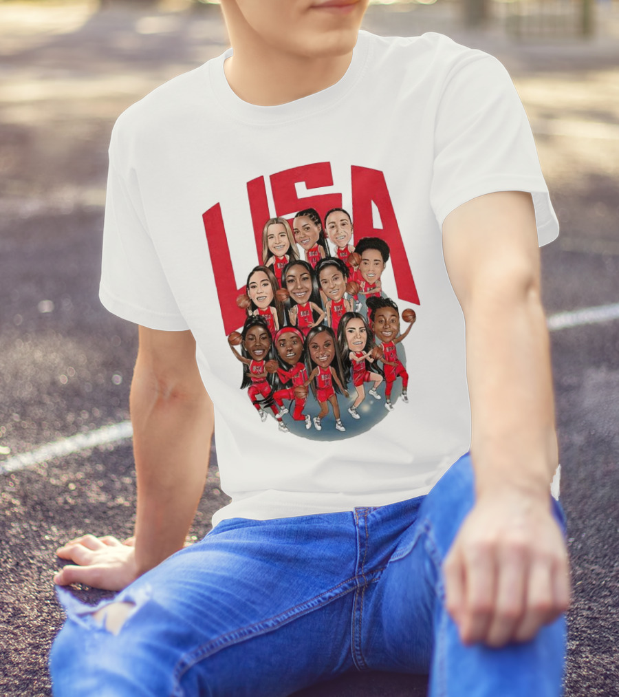 USA Women’s Basketball Team 2024 Olympic Champions Roster T-Shirt