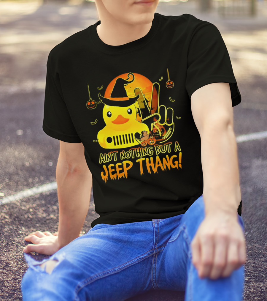 Ain’t Nothing But A Jeep Thang Duck Witch Halloween Peace Pumpkins T-Shirt