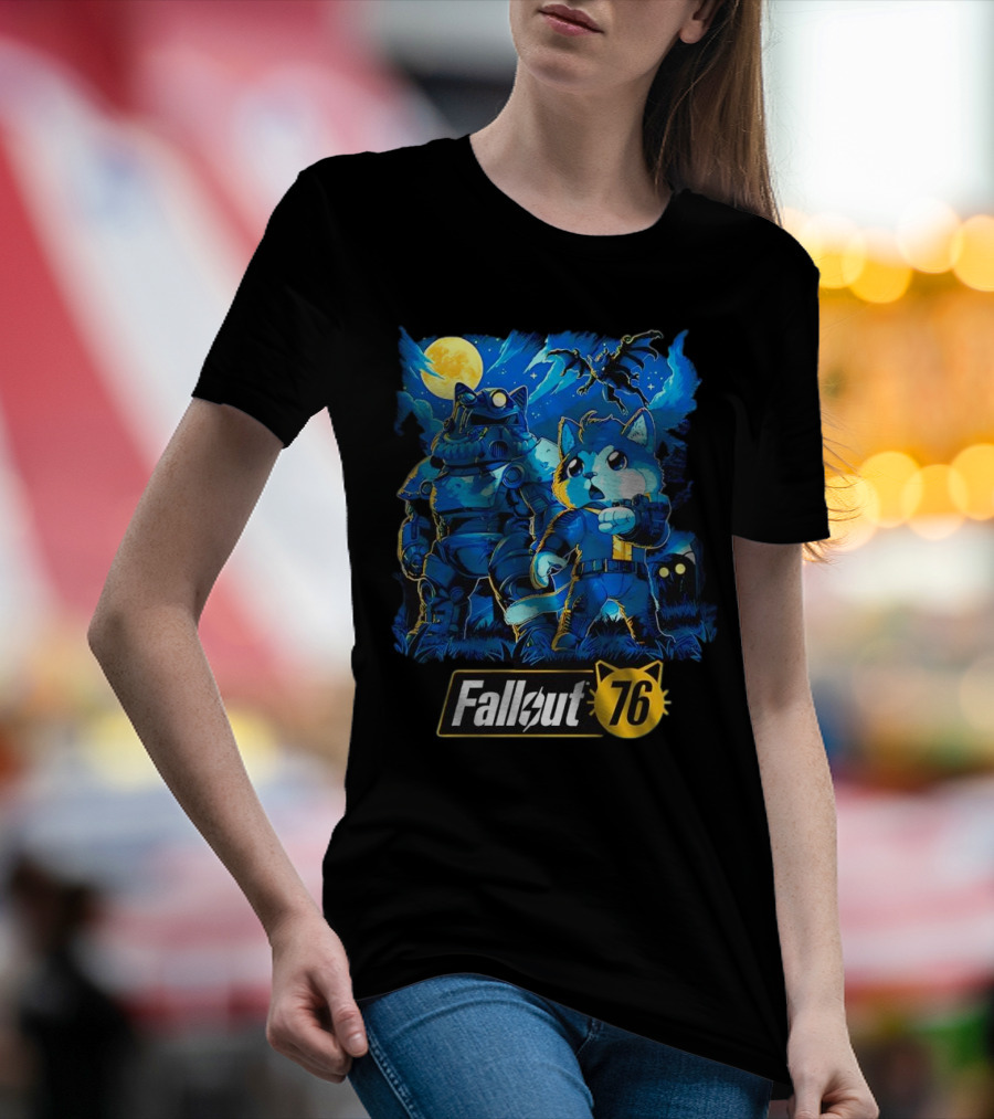 Fallout 76 Dog Costume Post-Apocalyptic Adventure Moonlit Scene T-Shirt