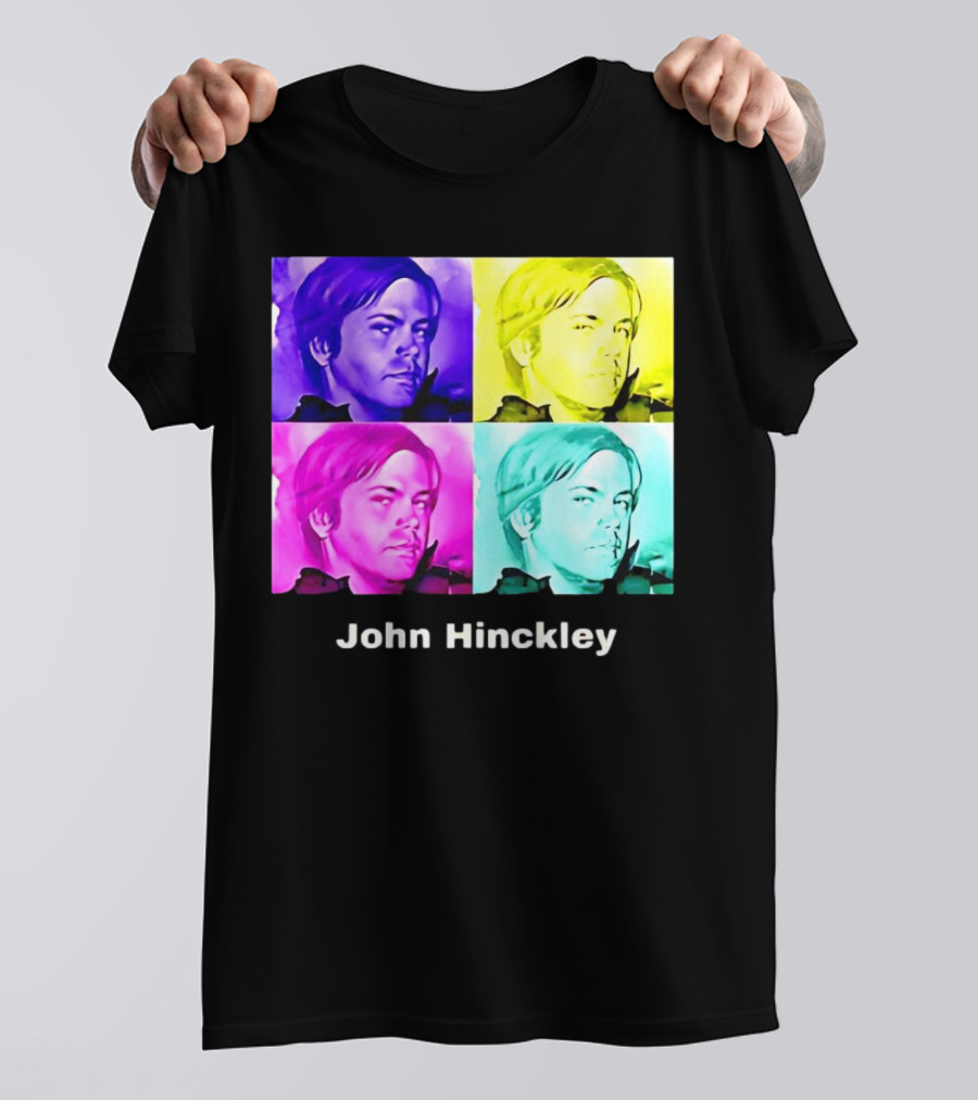 John Hinckley Pop Art Portrait Quad Color Blocks T-Shirt