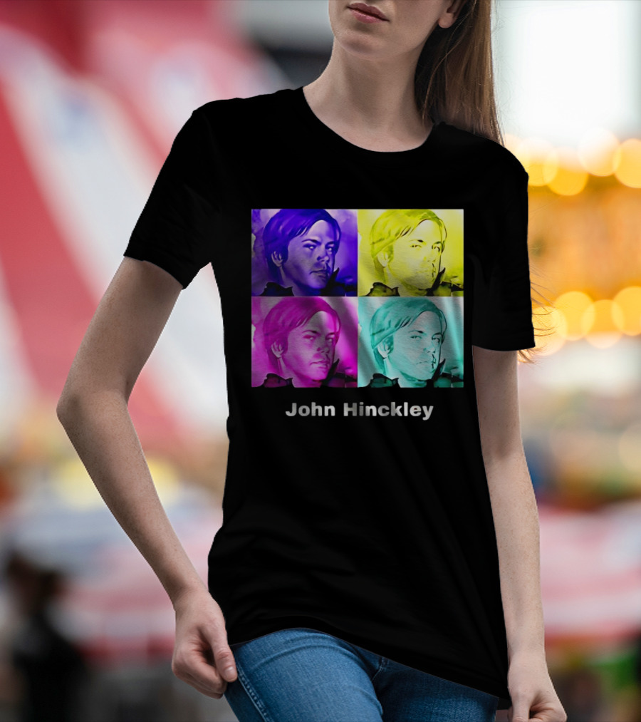 John Hinckley Pop Art Portrait Quad Color Blocks T-Shirt