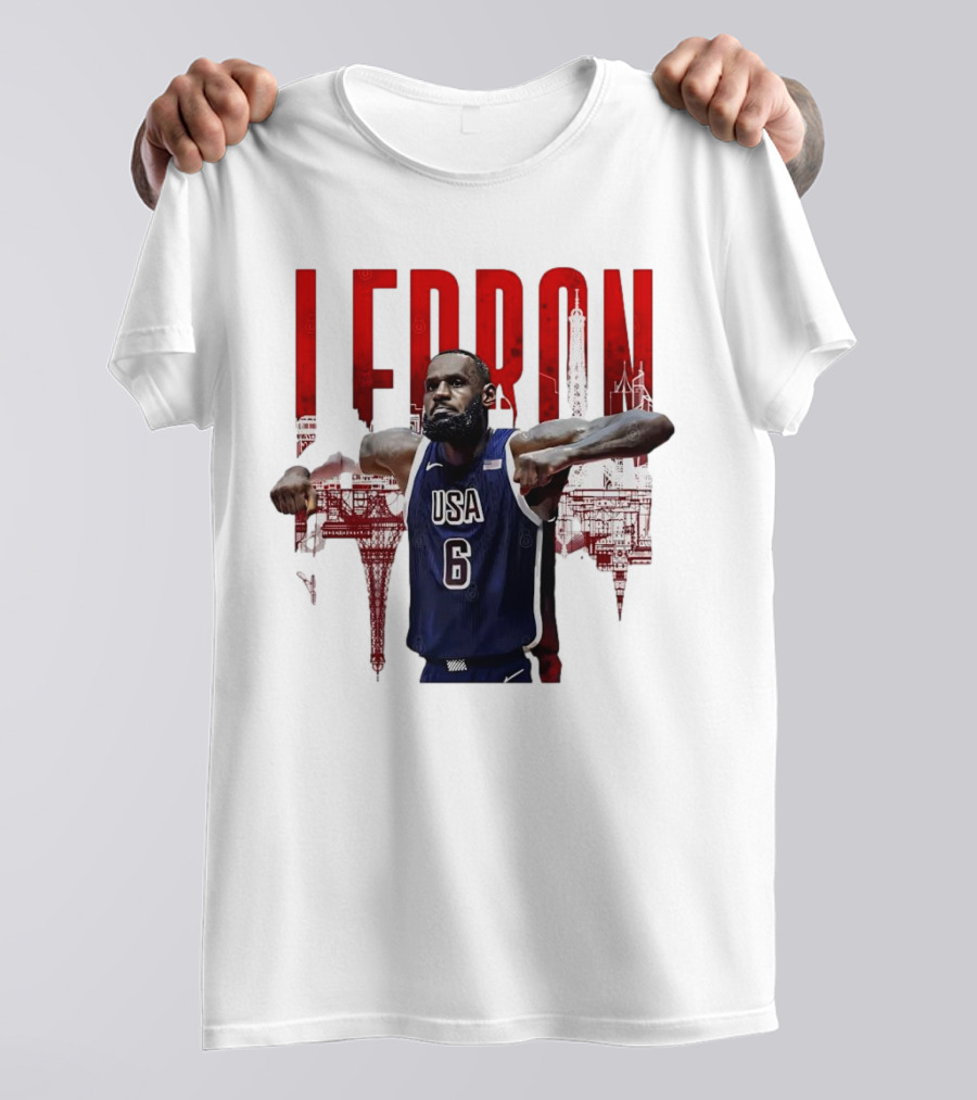 Lebron James USA Basketball 2024 Paris Olympics Iconic Pose T-Shirt