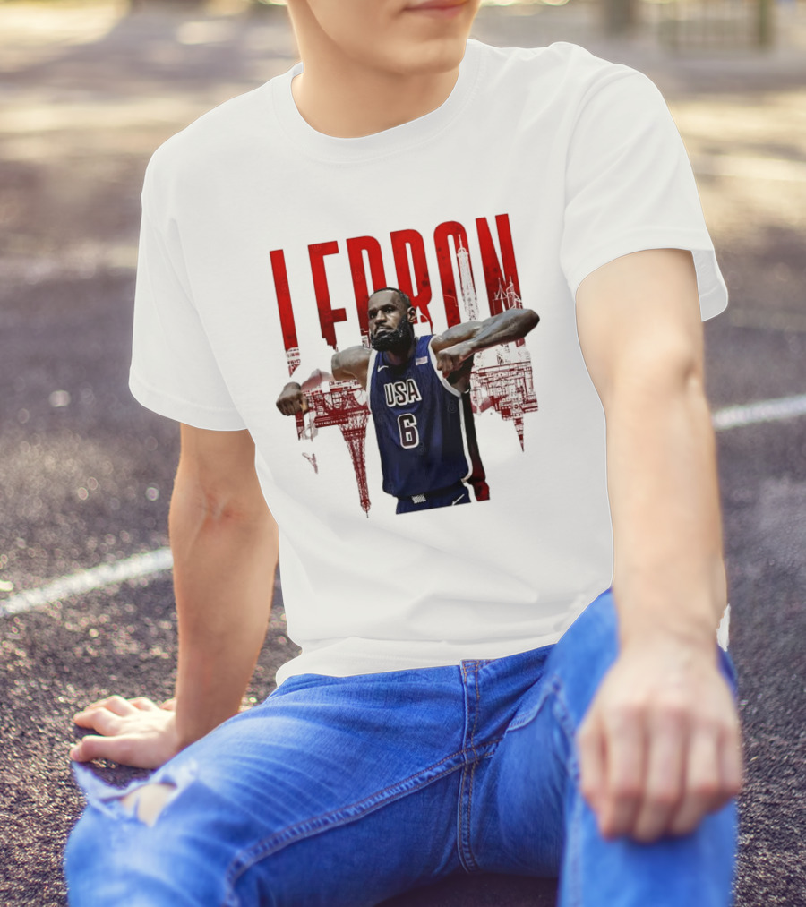 Lebron James USA Basketball 2024 Paris Olympics Iconic Pose T-Shirt