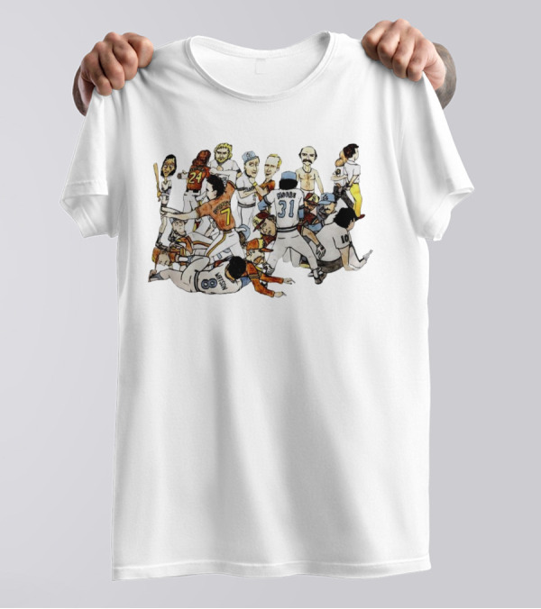 Ed Whitson Bob Horner Cast Arm Pascual Perez Bat Baseball Fight Scene T-Shirt