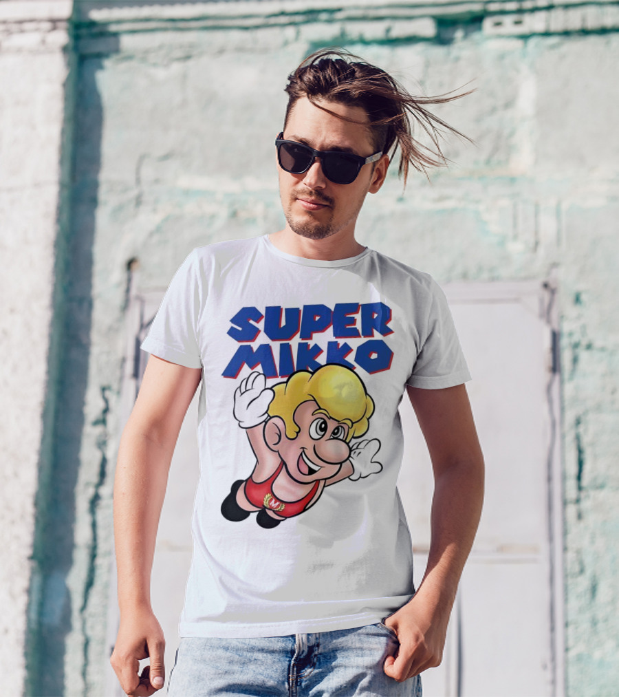 Super Mikko Flying Character Parody Super Mario Game T-Shirt