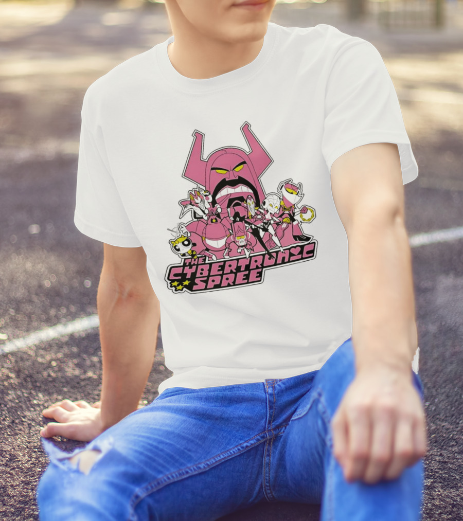 The Cybertronic Spree Cartoon Characters With Robot Helmets And Pink Armor T-Shirt