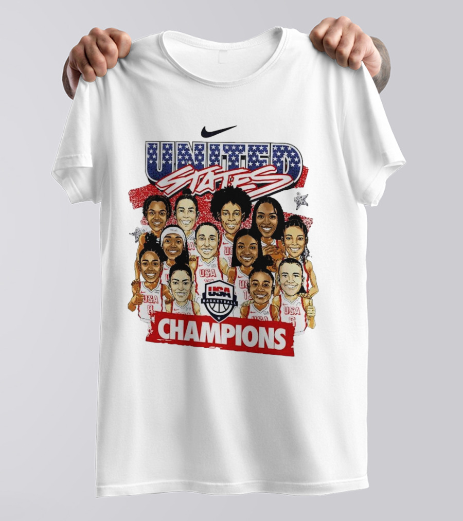 USA Women's Basketball 2024 Champions United States Gold Medal Team Paris France T-Shirt