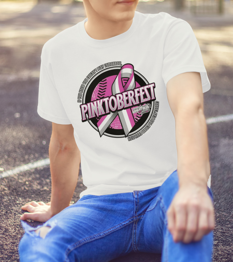 USSSA Ohio Fast Pitch Pinktoberfest 2024 Breast Cancer Awareness Ribbon And Softball T-Shirt